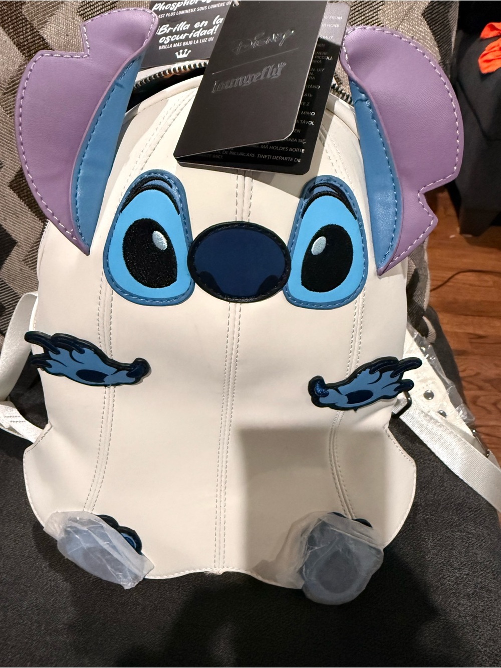 Disney - stitch Ghost Kids Character Backpack - White with Blue & Purple Accents